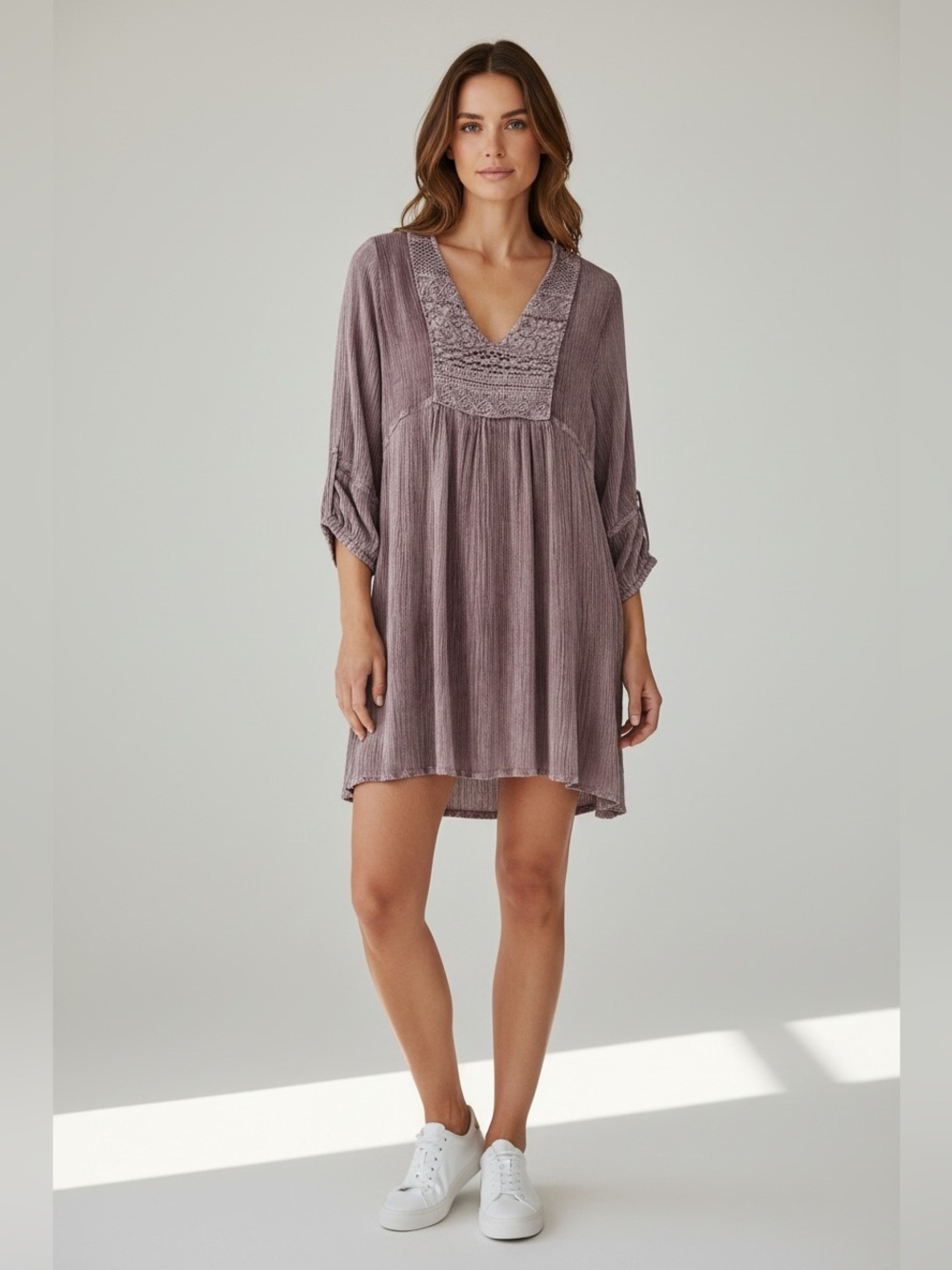 Exist Long Sleeve Boho Dress // Purple // Small // NEW